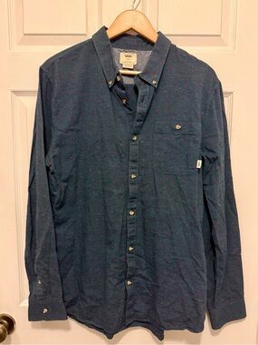Vans Men’s Navy Button-Down Shirt with Red Dot Pattern